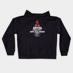 British Grown With New Zealander Roots - Gift for New Zealander With Roots From New Zealand Kids Hoodie